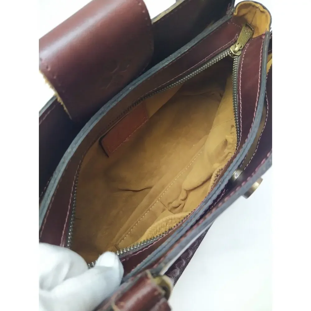 Patricia Nash Multicolor Leather Double Handles Satchel Shoulder Bag